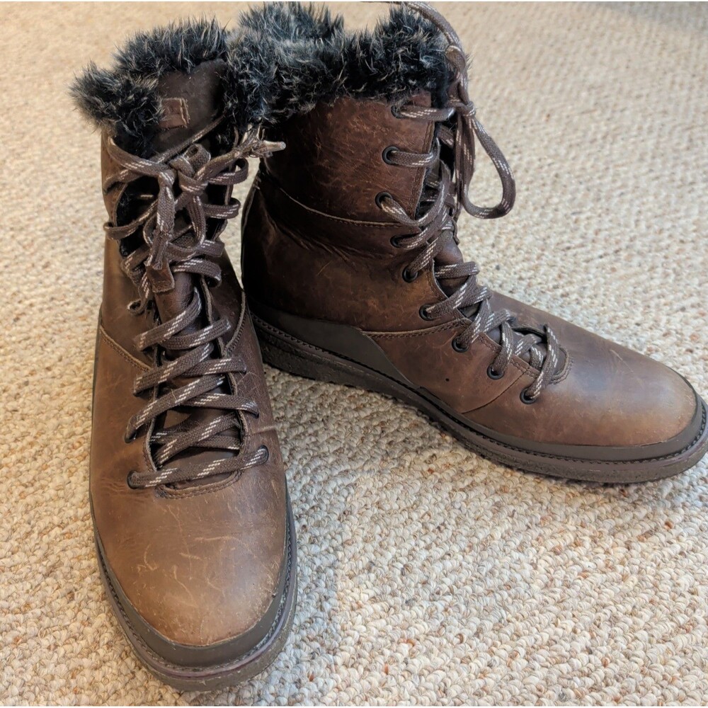 Merrell Tremblant Ezra Boots Womens 9.5 Brown Leather Lace Up Waterproof Vibram